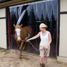 Load image into Gallery viewer, Barn Strip Door Curtains are the Ideal Solution for Preventing cold and hot air from moving between separated areas. Our Strip Curtain Kit is made from the Highest Quality PVC/Vinyl Strip Material right here in the USA. We recommend you order you Strip Door Kit a little longer than you need and trim the strips to the perfect length.