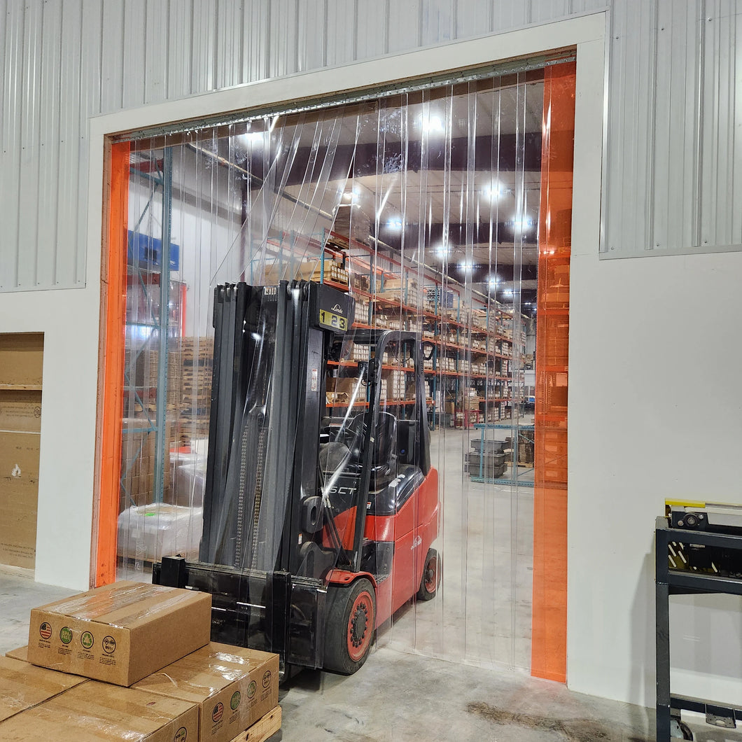 Strip Curtain Kit with Forklift in Doorway