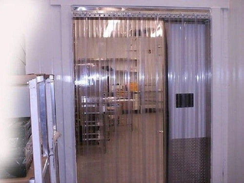 PVC Vinyl Plastic Strip Curtain Door Kit  -  120x80  -  120 in. (10 ft) width x 80 in. (6 ft  8 in) height  -  Clear Ribbed 12 in. strips with 50% overlap  -  common door kit (Hardware included)