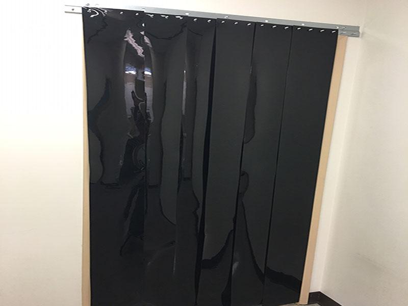 PVC Vinyl Plastic Strip Curtain Door Kit  -  60x96  -  60 in. (5 ft) width x 96 in. (8 ft) height  -  Black 8 in. strips with 25% overlap  -  common door kit (Hardware included)