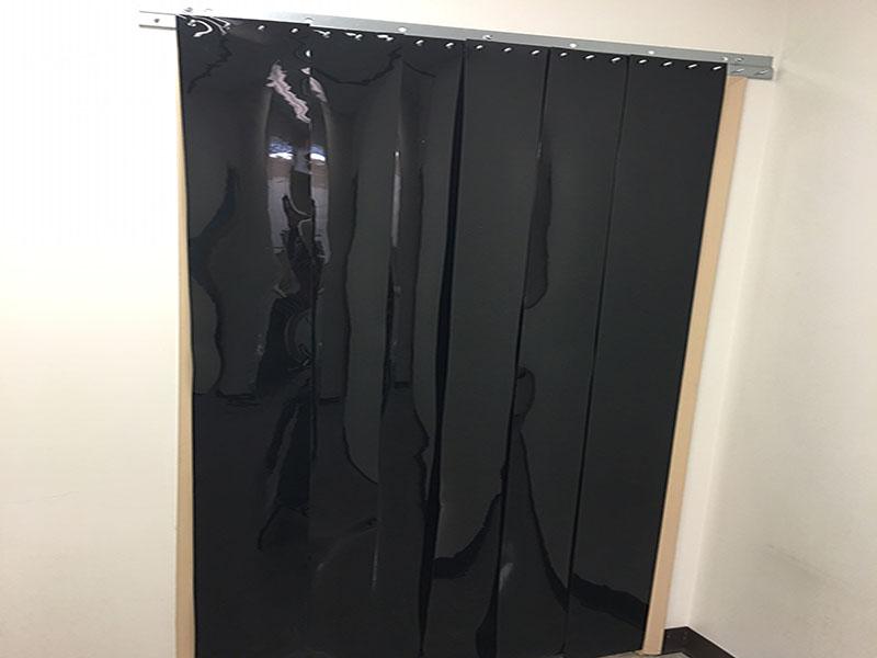 PVC Vinyl Plastic Strip Curtain Door Kit  -  36x168  -  36 in. (3 ft) width x 168 in. (14 ft) height  -  Black 8 in. strips with 100% overlap  -  common door kit (Hardware included)