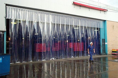 Vinyl Strip Door Curtains are the ideal solution for preventing dust, cold air and noise from moving between separated areas. Our Strip Curtain Kit is made from the Highest Quality PVC/Vinyl Strip Material right here in the USA. We recommend you order you Strip Door Kit a little longer than you need and trim the strips to the perfect length.