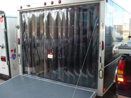 We are Friday night Racers we understand Race Trailer Strip Curtain Doors take a beating. We include our Heavy Duty Hanger for maximum Durability. Our Strip Curtain Kit is made from the Highest Quality PVC/Vinyl Strip Material right here in the USA.