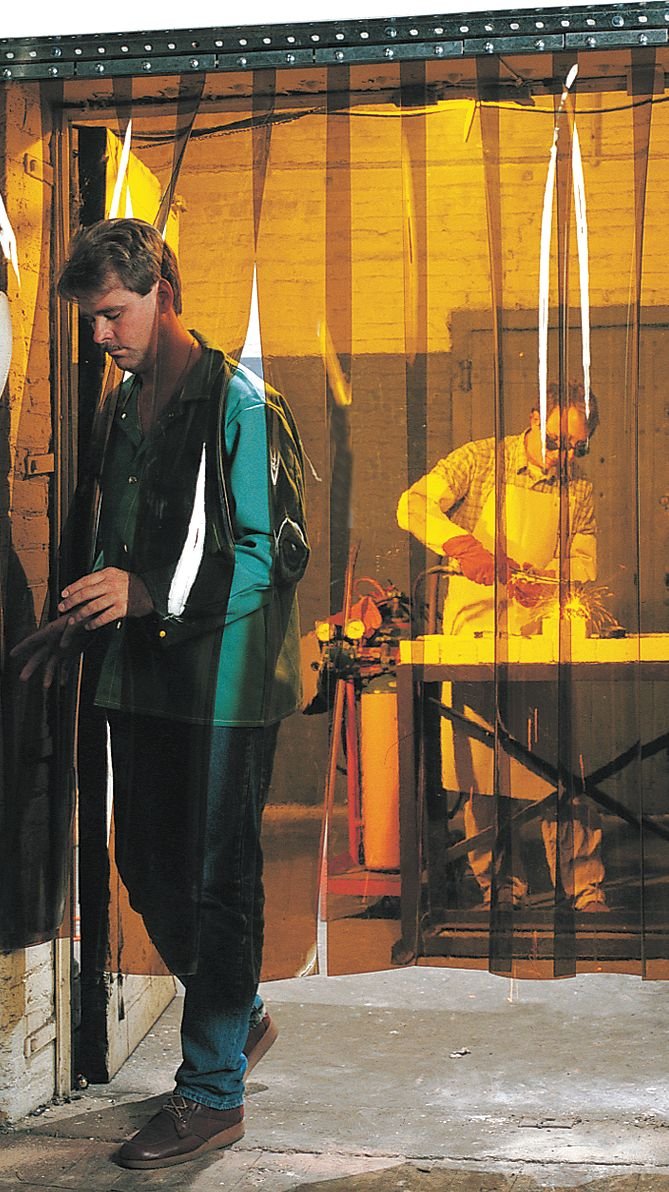 Welding Strip Curtain Doors take a beating. We include Amber Welding Strips to block all the harmful UV and be transparent enough for safety. Our Strip Curtain Kit is made from the Highest Quality PVC/Vinyl Strip Material right here in the USA.