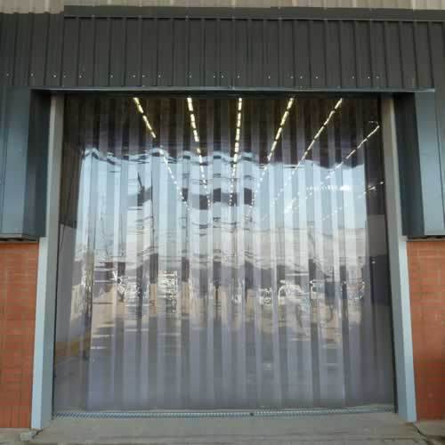 PVC Vinyl Plastic Strip Curtain Door Kit  -  96x84  -  96 in. (8 ft) width x 84 in. (7 ft) height  -  Clear Smooth 12 in. strips with 50% overlap  -  common door kit (Hardware included)